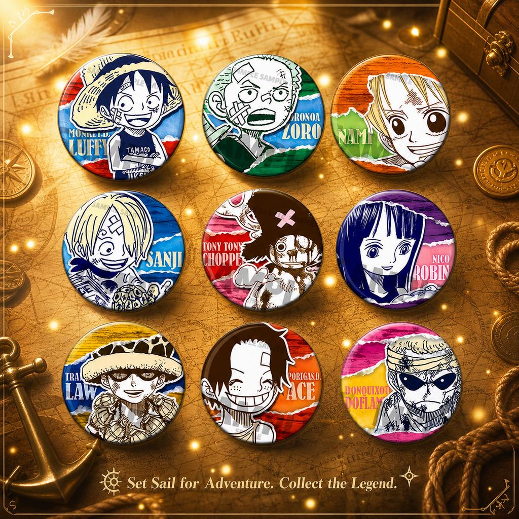 One Piece Anime Badge Brooch Luffy Ace Sabo Kid Brooch Pin Hanging Pendant Keychain Decorative Enamel Charm Gift
