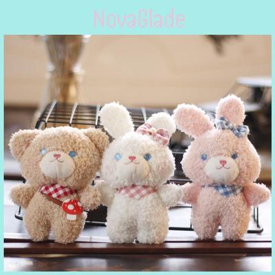 Cute Bear And Rabbit Plush Keychain Soft And Cozy Backpack Ornament
