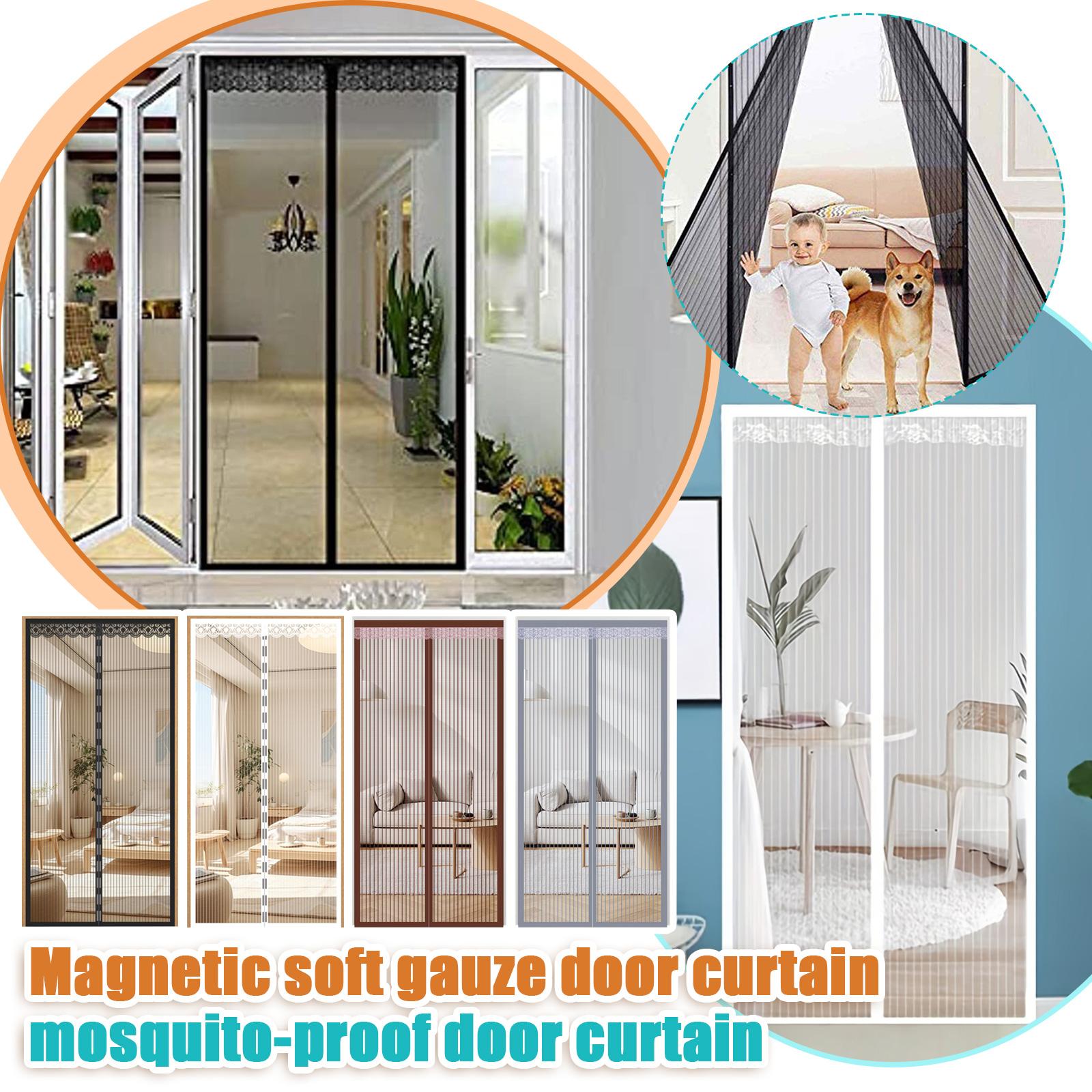 Magnetic Soft Mesh Screen Door Curtain No Magnetic Strips Required Summer Mosquito Screen Door Mesh Curtain for Doorways Easy Installation One Size