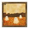 Solid Wood Desktop Decorations Halloween Ghost/Witch/Skeleton Decorative Painting, Wall Mount Square Frame Wooden Framed Paintings Picture for