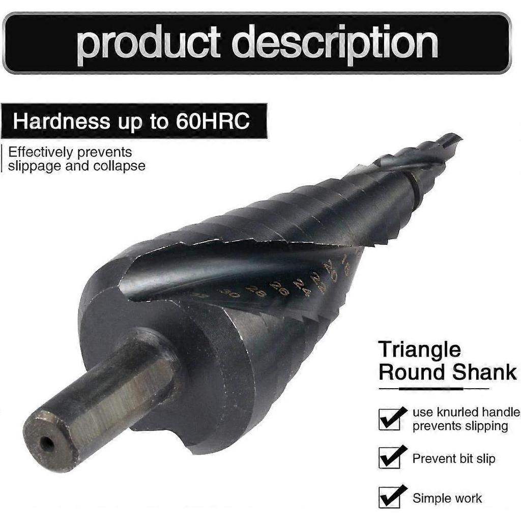 Black Spiral Flute Pagoda Drill Bit (three-piece Set-bag)