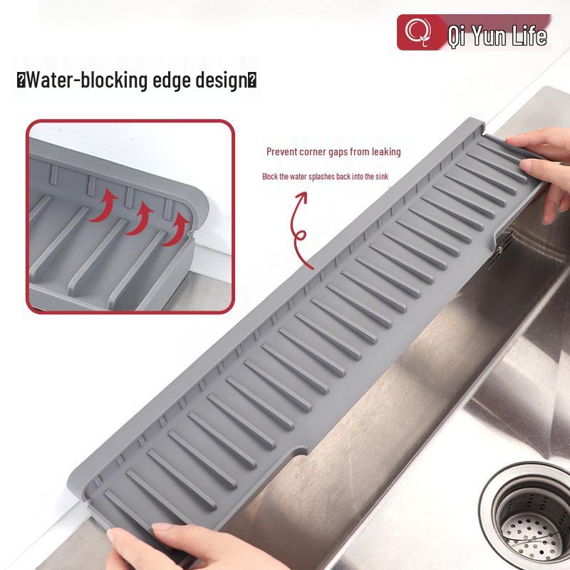 Silicone Faucet Splash Guard Pad - Folding Edge Sink Mat & Water Stopper.