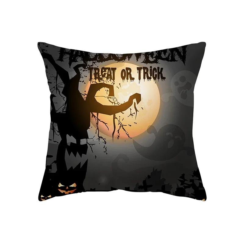 Horror Halloween Theme Pumpkin Print Pattern Cushion Cover Home Living Room Sofa Decoration Square Pillow