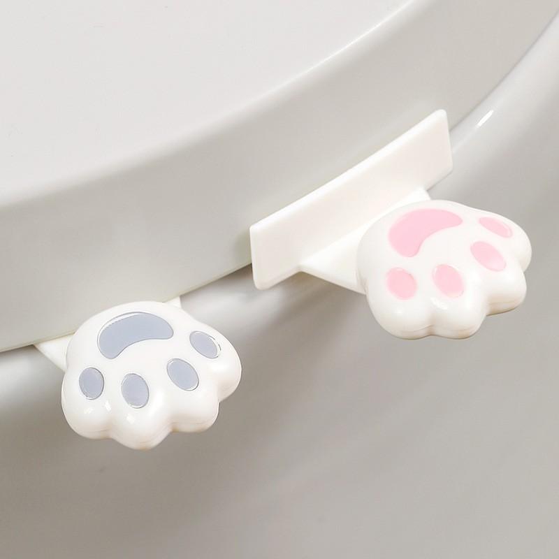 Toilet Seat Lifter Tool Cat Paw Design Handle Hygienic Lid Opening Non-Touch Bathroom Accessory In Brown Or White