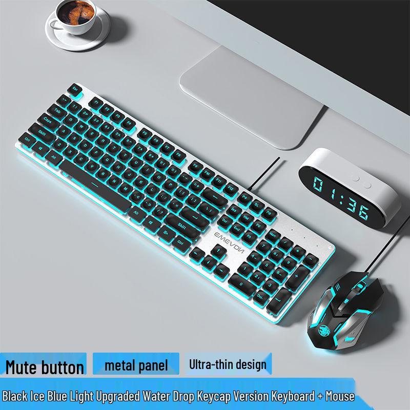 Pioneer Silent Mechanical-Feel Keyboard and Mouse Set for Girls - Wired for Office and Gaming