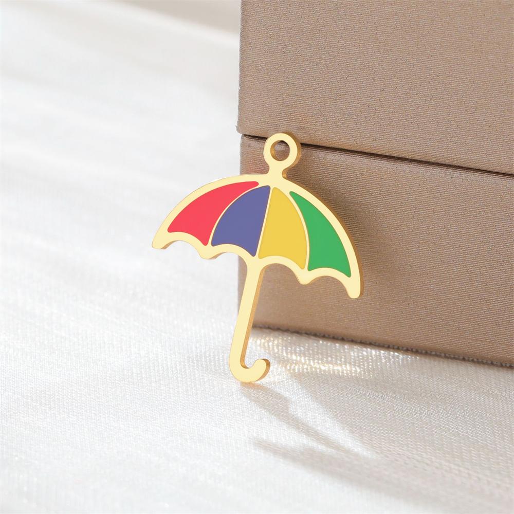 5 Pcs Colorful Umbrella Charms Enamel Stainless Steel Pendants for Necklace Bracelets Charm DIY Jewelry Making Gifts Handmade
