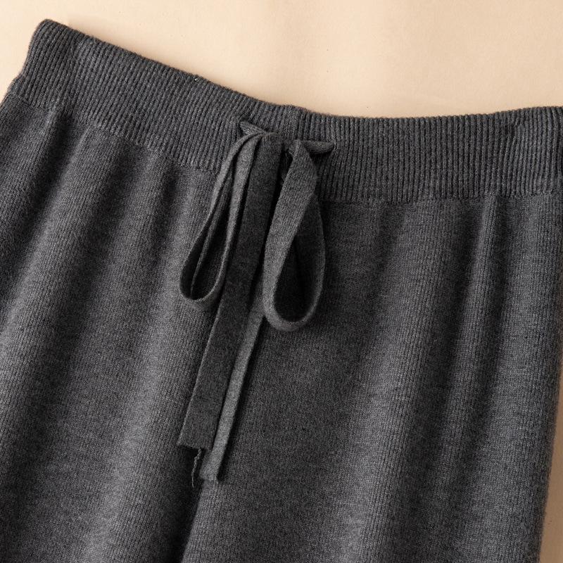 Thick Warm Knitted Casual Chic Basic Soft Elastic High Waist Women's Pants Korean Fashion Straight Ankle-Length Pants for Women
