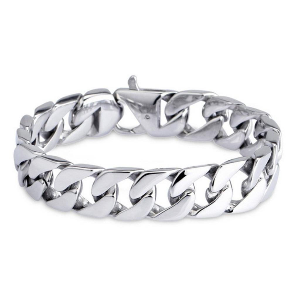 Titanium Steel Jewelry, Titanium Steel Bracelet Korean Version Bracelet, Creative Simple Cuban Chain Men s Bracelet 19cm