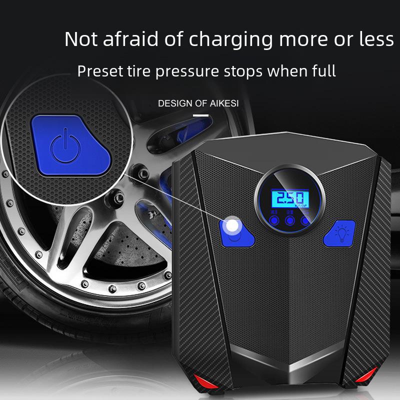 Portable Car Air Compressor Pump, 12V Digital Tire Inflator with Pressure Gauge, Auto Tire Pump with LED Light