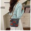 Casual Cherry Embroidery Shoulder Bags for Women Versatile Portable Ladies Crossbody Bag Simple Girls Bucket Handbags Purse