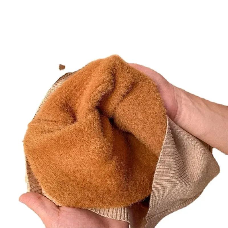 Autumn Winter Long Sleeve Velvet Knitted Sweater Women Solid Slim Warm Plush Turtleneck Sweaters Casual Elegant Long Sleeve Base Jumpers Women 30750