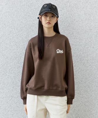 OIOI COLLECTION Brushed Fleece Logo Embroidered Oversized Sweatshirt [Brown]