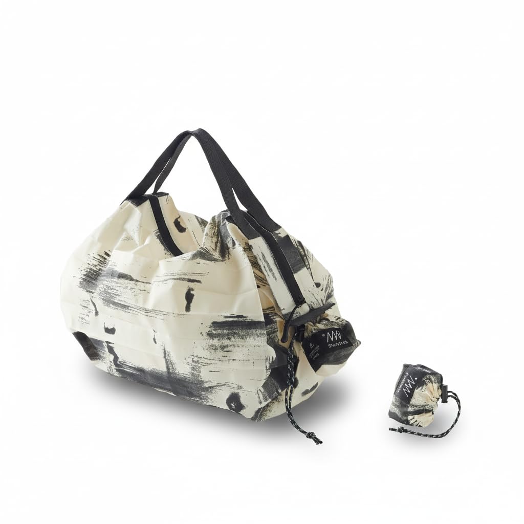 Myrna Shupatto Packable Tote Bag (8L/White Birch) with Zipper, Compact, Foldable, Small Eco Bag, S501HW