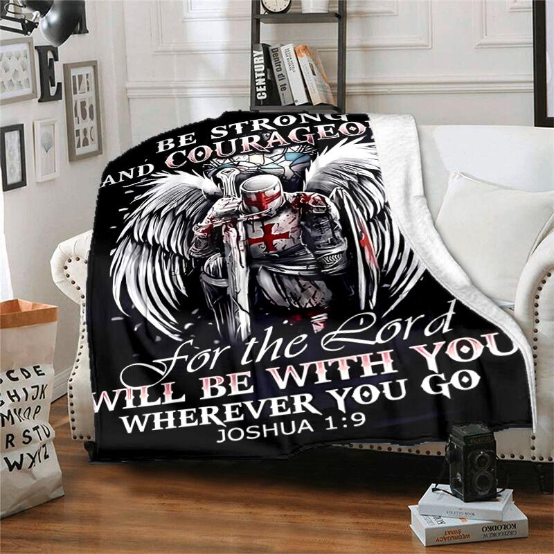 1pc Blanket Knights Templar Print Design, Lightweight Blanket for Sofa, Bed- Soft &Warm, Gift for All Seasons like Christmas, Halloween