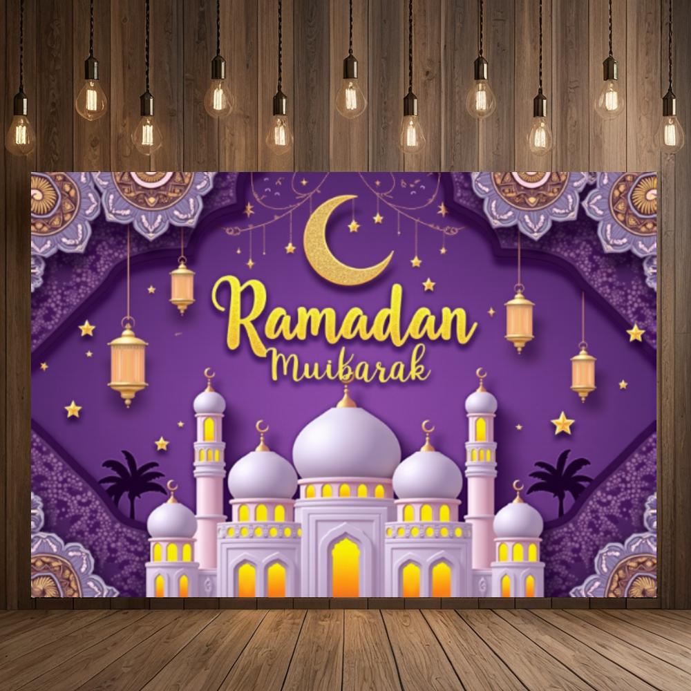 Ramadan Eid Mubarak Decoration Backdrop Banner Family Room Photo Background Party Decors Home Moon Star Background New