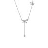 Elegant S925 Sterling Silver Bow Tassel Necklace: Luxury Clavicle Chain for Women with a Chic, Sophisticated Touch.