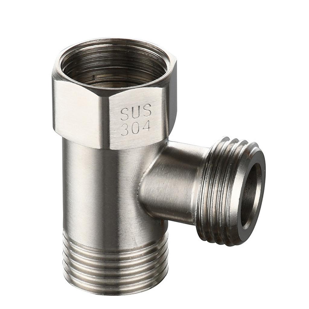 Stainless Steel 3 Way Water Splitter Connector Male Female Threads For Garden Irrigation System