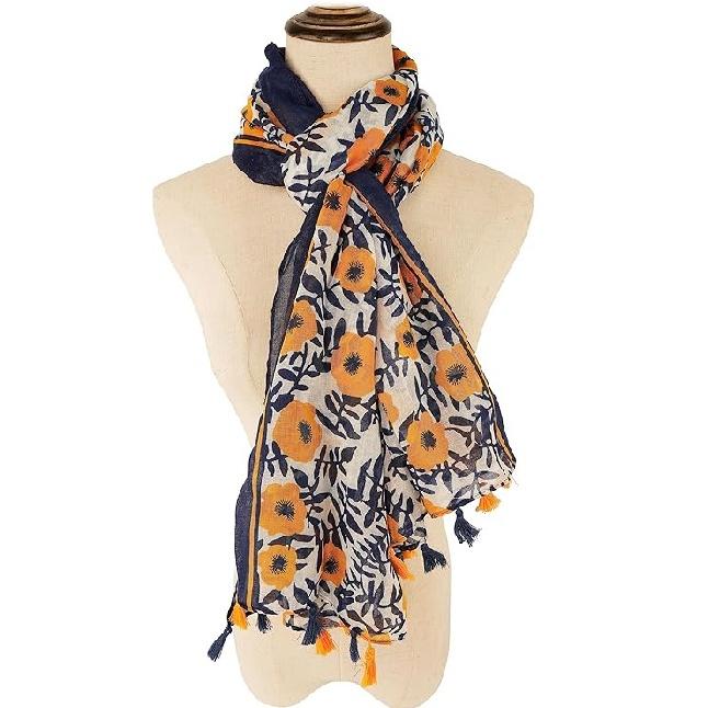 Stort Boho skjerf for kvinner Lett blomstertrykkskjerf Høst Vinter Mote Frynsede sjalomslag, 60 farger