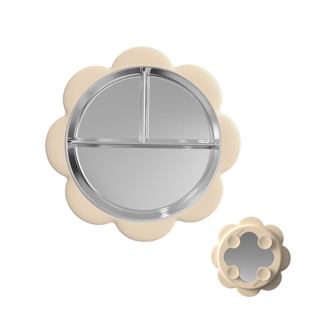 Children Silicone Suction Plate Stainless Steel Divided Baby Feeding Bowl Non Slip Heat Insulation Baby Food Tray Durable and Safe