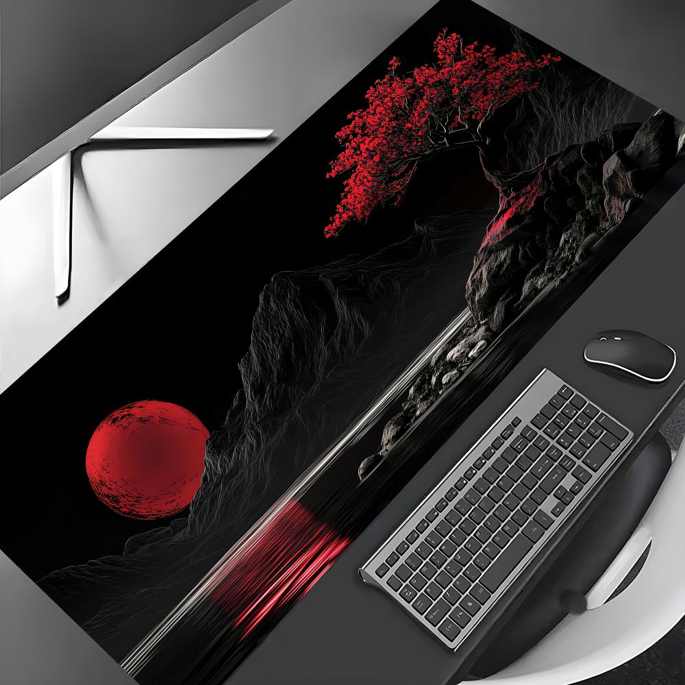 Fantastic Giant Red Moon Large Mouse Pad Gaming Mats NonSlip Desk Mat Mouse Carpet with Stitched Edge HD Printing Office Mat