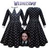Wednesday Addams Dress Wig Cosplay Costume For Kid Girl Halloween Xmas Party