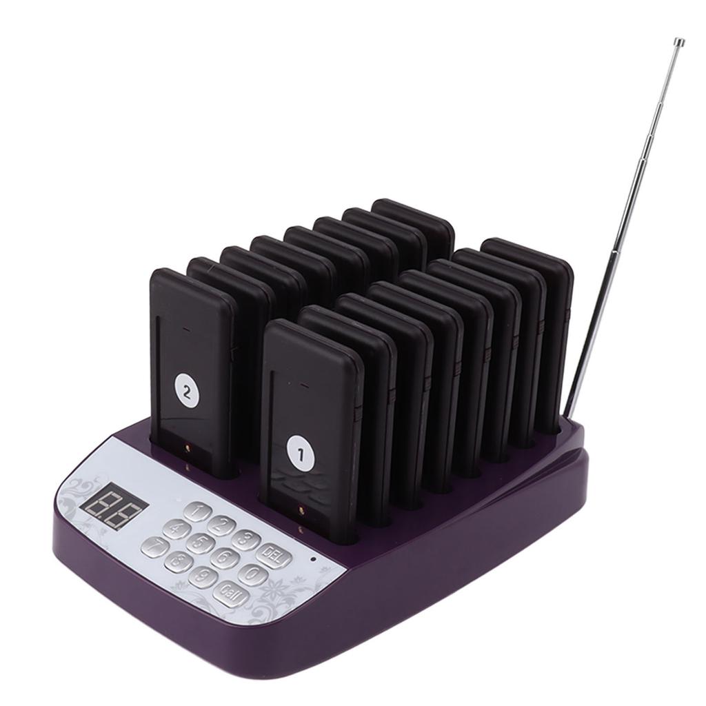 Cercapersone per ristoranti, cicalini wireless, portata 200 m, 16 cercapersone, vibrazione, segnale acustico, cicalino lampeggiante, cercapersone