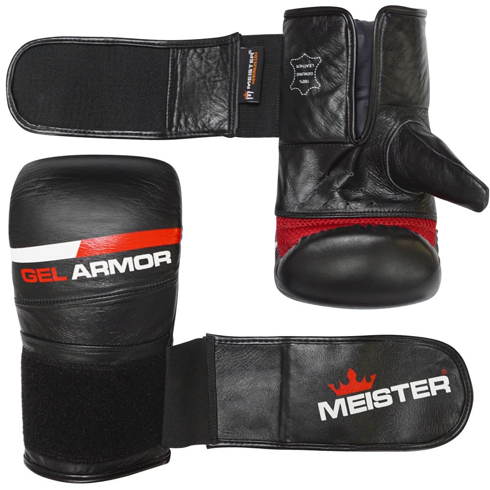 Authentic Meister Cowhide Leather Boxing Gloves with Wrist Support for Men and and Weight Loss Black Women, Unisex, MMA, Boxing, - - Large/X-Large
