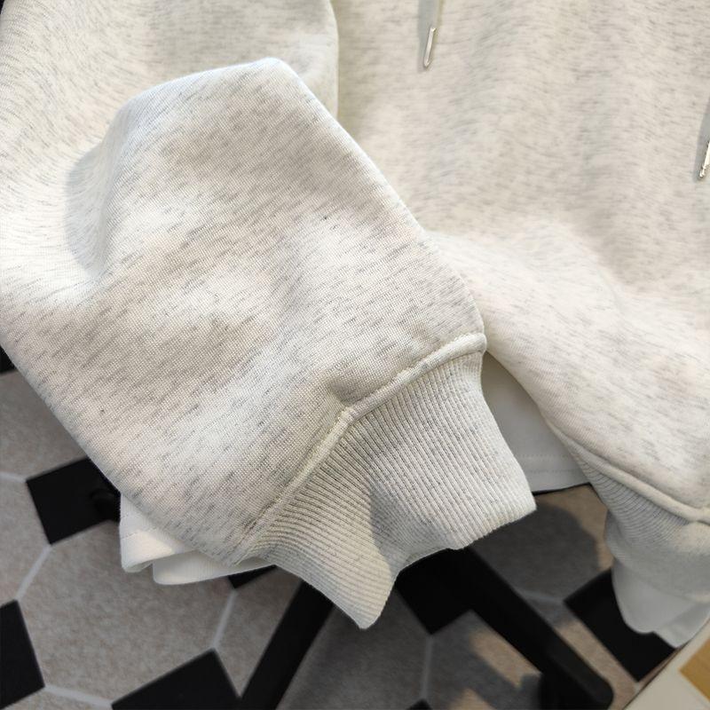 Versatile simple hooded sweater women's autumn and winter fake two-piece campus style splicing loose top