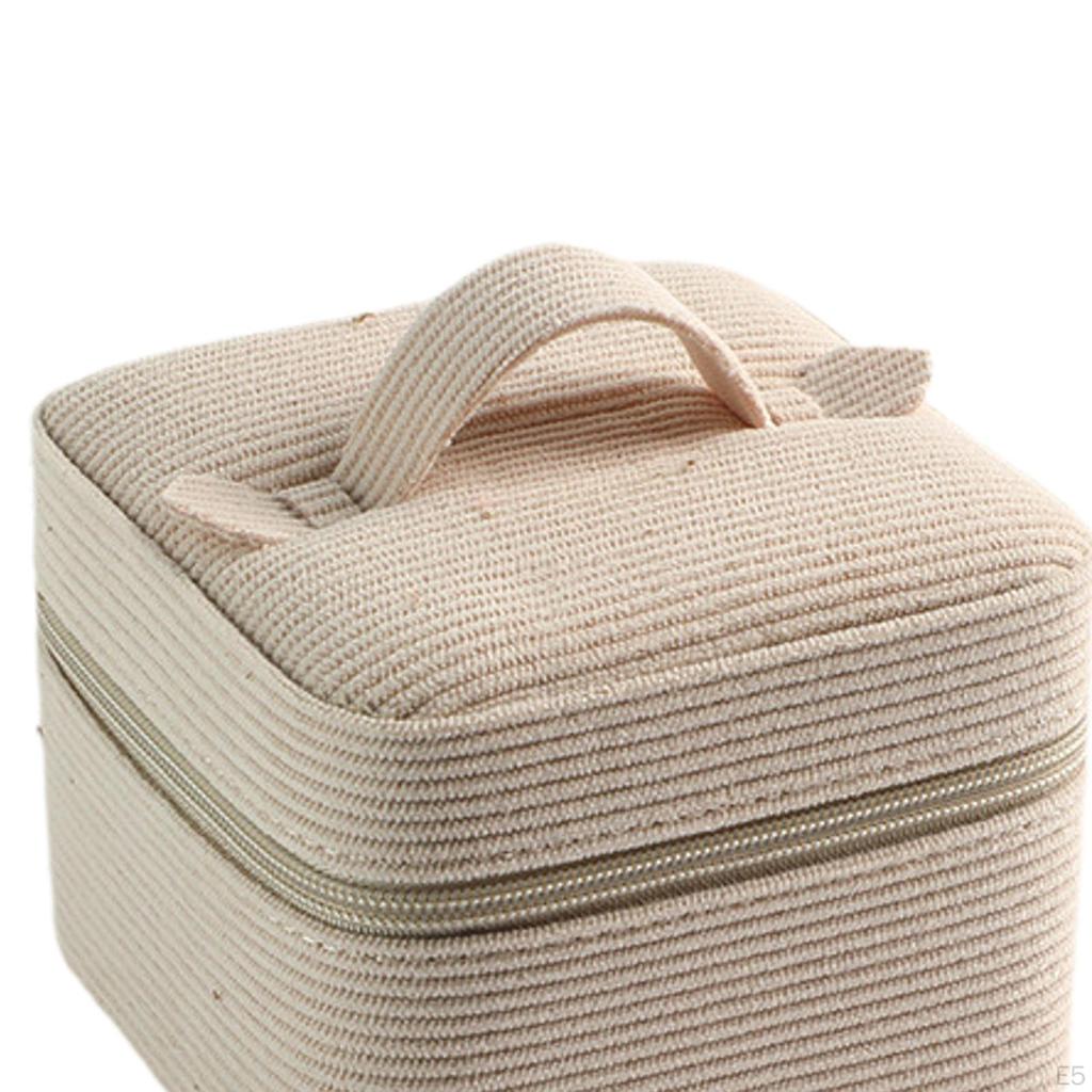 Corduroy Jewelry Box Organizer Container Desktop Gift Zipper Display Case for Bangles Dresser Women