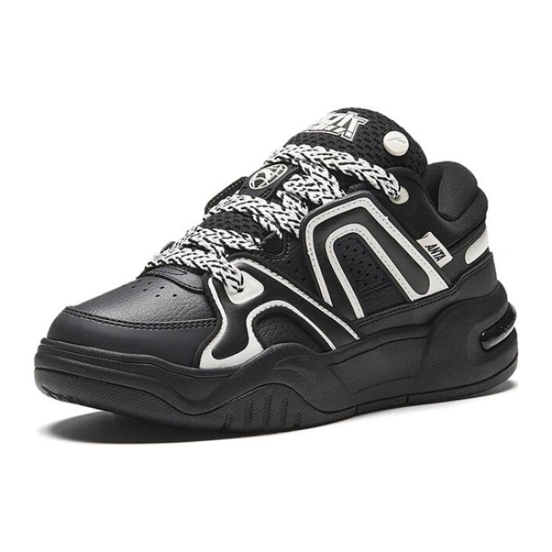 Anta AOJIE Anti-Slip Wear-Resistant Low-Top Skateboard Shoes Women's Black Sneakers 122348070-1