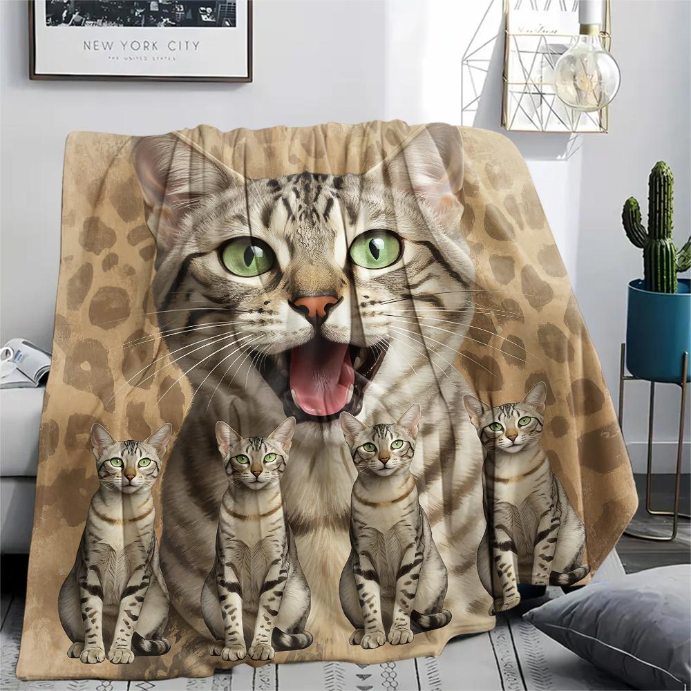 1 Stück Süße Katze 3D-Druck Flanelldecke, Hohe Qualität, Bequem für alle Jahreszeiten, Heimdekoration, Wärme und Komfort, Perfekt für Geschenke
