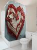 3D Red Heart with Flowers Shower Curtain | Romantic and Elegant Bathroom Decor