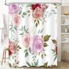 Floral Pattern Shower Curtain Pink Red Roses Design For Bathroom Decorations In Various Sizes