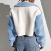 Damen Plüschjacke grenzüberschreitend heißer Verkauf beliebt Fleece Fleece lässig kontrastierender Cardigan Revers Oberteil kurzer dicker Mantel