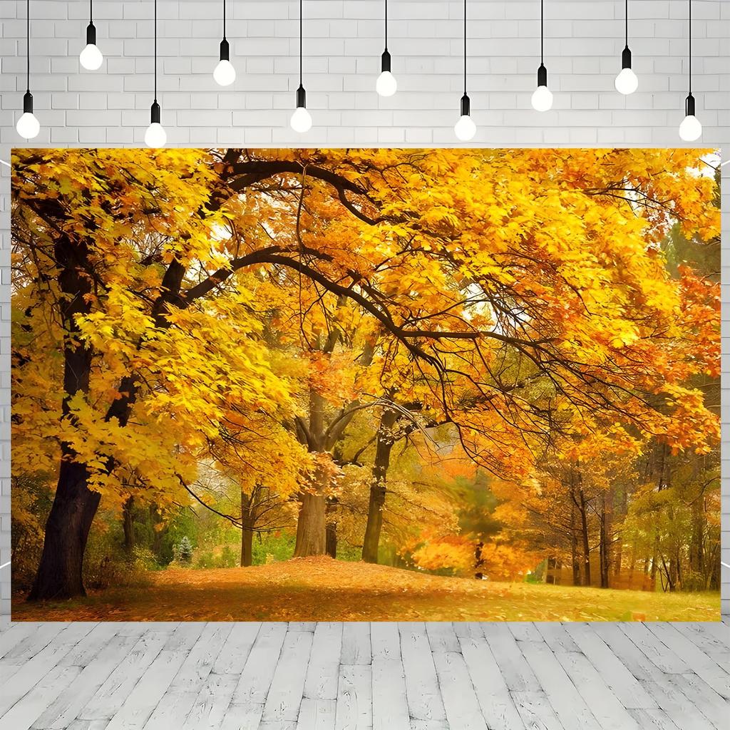 2D Plane, 1 Piece of Vibrant Autumn Tree Background, Suitable for Home and Garden Decoration, Parties and Events