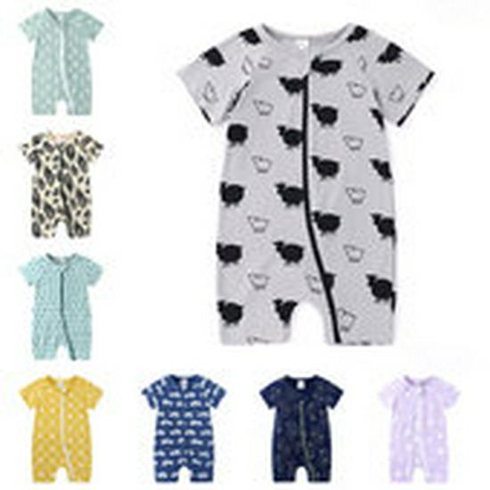 Kids Tales Lion Romper: Newborn Short Sleeve Double Zipper Jumpsuit