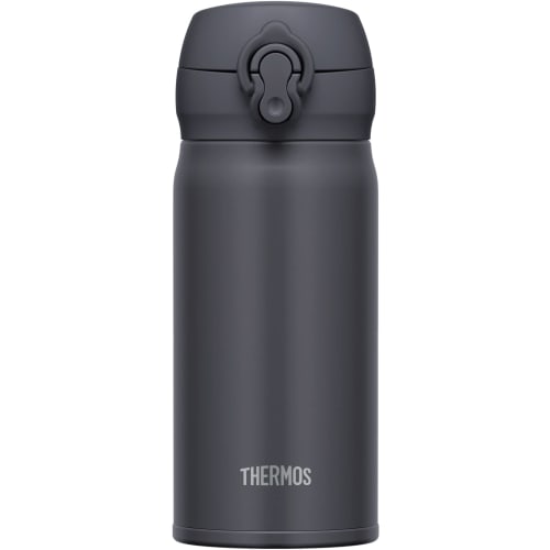Thermos Vacuum Insulated Portable Mug, 350ml, Smoke Black, with Detachable Spout for Easy Cleaning, Lightweight, One-Touch Opening, Stainless Steel Bo