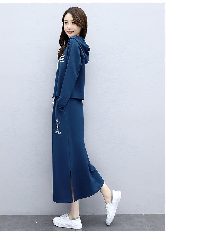 Stylish Women's Long Sleeve Two-Piece Letter Print Dress - Slimming and Casual for Spring & Autumn