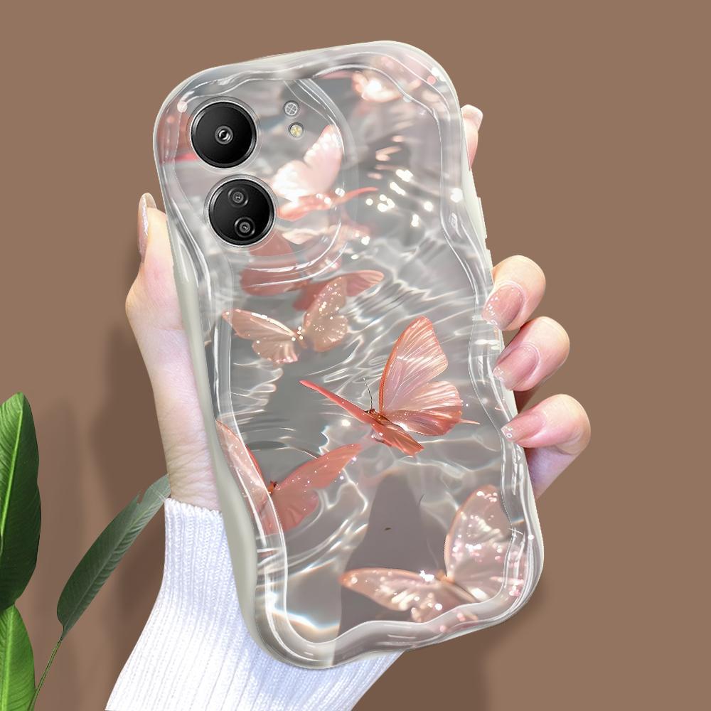 Aranyos rajzfilm mintás krém textúrájú ház Hullámos szélű puha szilikon borítós telefontok Xiaomi Redmihez