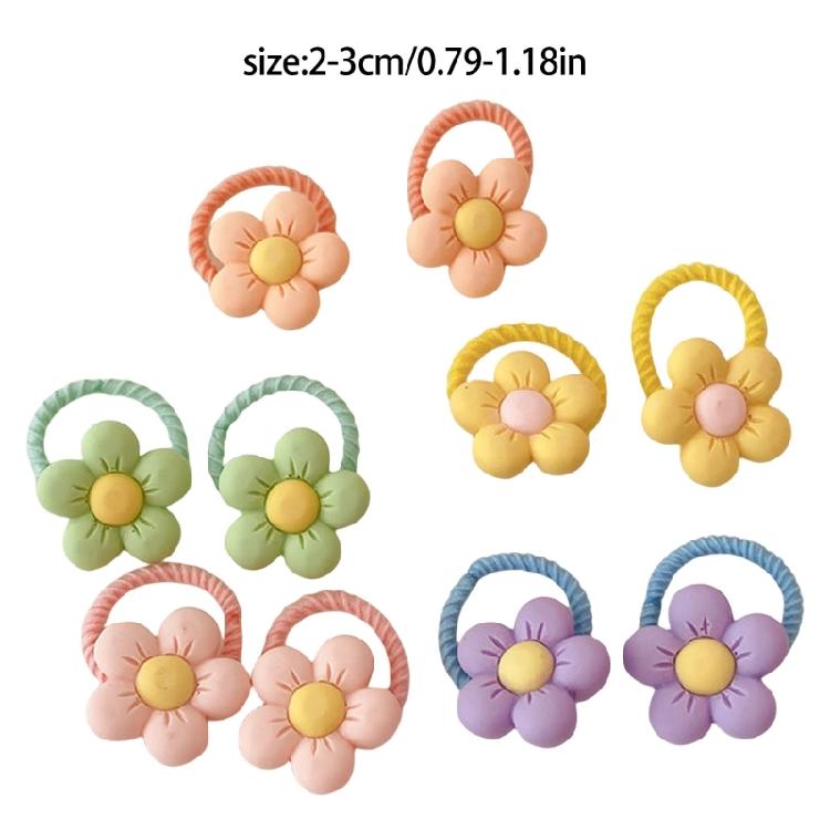10Pcs Elastic Hair Bands for Toddler Girl with Flower and Fruit Designs for Children Various Hairstyles Hair Circles