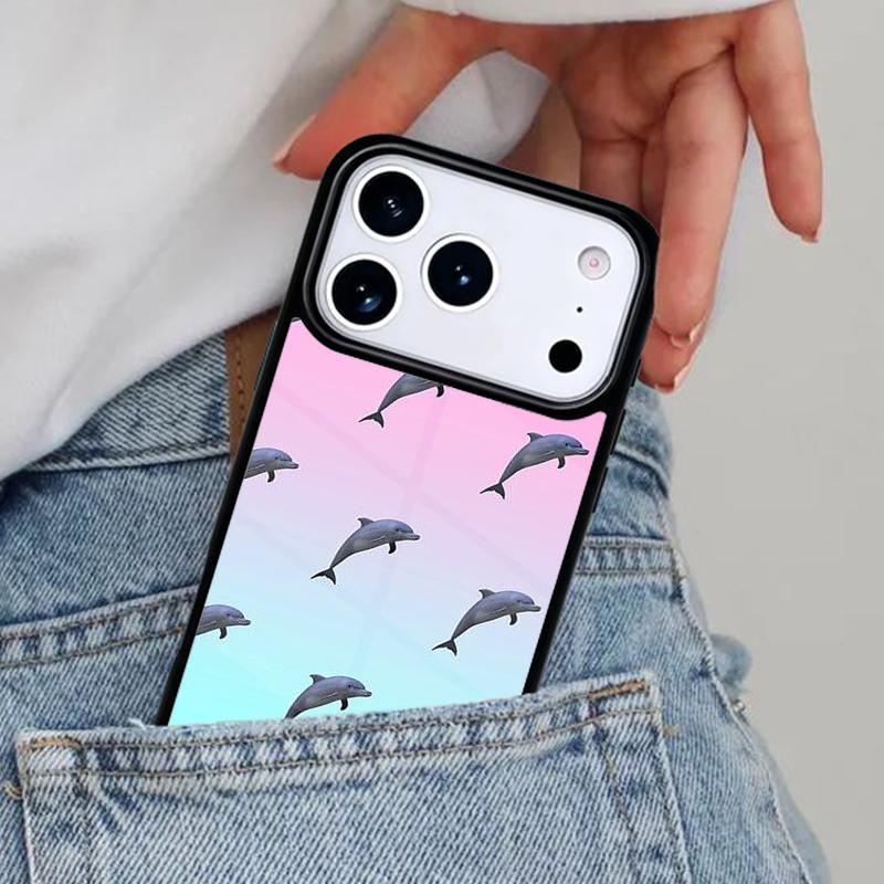 Vaporwave Dolphin Phone Case for iPhone 17ProMax 12 13 14 15 16e 17 Pro Max Plus Air Cover