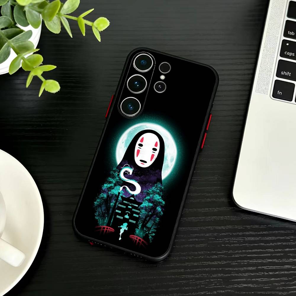 Kreslený E-Totoro-ES Pouzdro na telefon pro Samsung S26,S25,S24,S23,S22,S30,S21,Ultra,Plus,FE 5G Černý měkký kryt