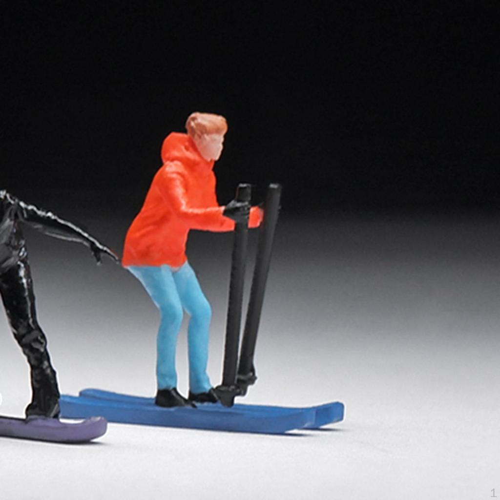 1/64 Scale Skiing Model People Figures Mini Skier Ornament for Miniature Scenes