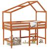 Loft Bed Frame Waxed Brown 90 X 190 Cm Solid Pine Wood