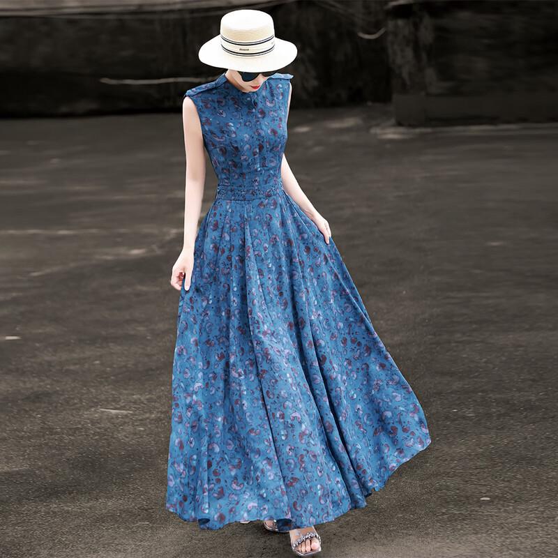 Lanse er 2026 French Elegant Floral Embroidered Sleeveless Dress L