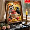 Pearl Painting DIY Kit Autumn Raccoon and Crow with Apples Frameless Sparkling Bead Art Canvas Creative Home Decor Craft for Beginners