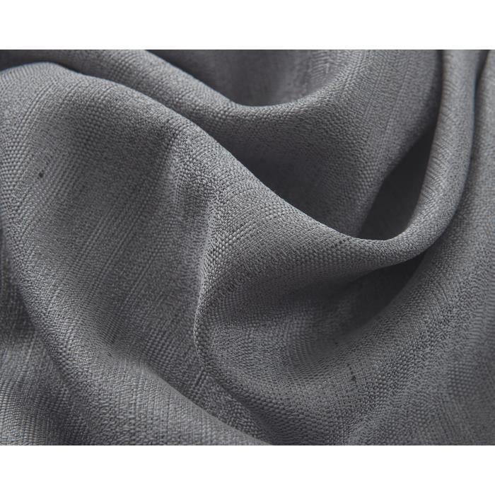 Paire double rideaux - Gris - 140x260 cm - Effet lin