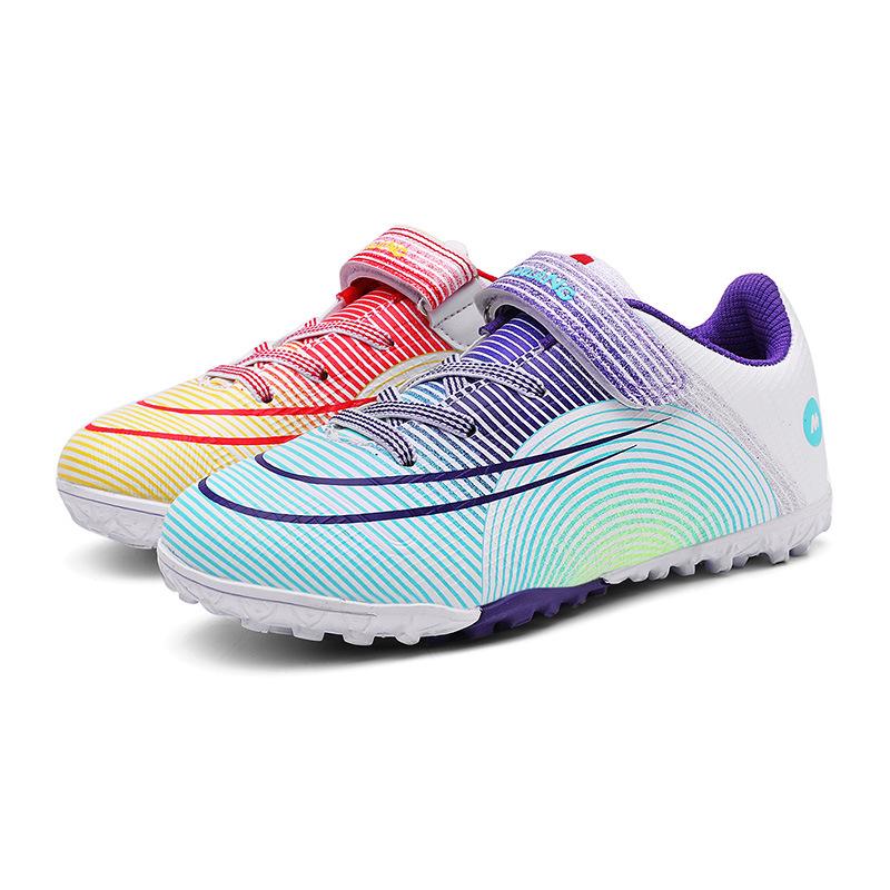 

Расцветка мандариновой утки, детские футбольные бутсы на липучке, для мальчиков и девочек, с короткими шипами, для детей, студентов, плоские, бутсы с поломанными шипами, тренировочная обувь 29