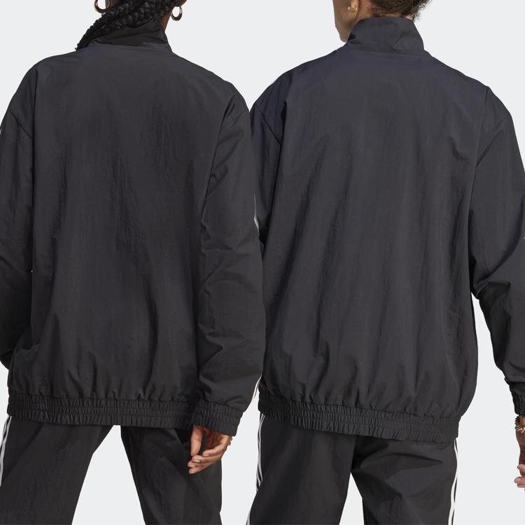 adidas Originals X NSRC Co-Branded Logo Print Zip-Up Collar Jacket Unisex Jackets Black IL4969