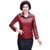 Autumn/Winter Stand-Up Collar Faux Leather Jacket for Middle-Aged and Elderly Women
